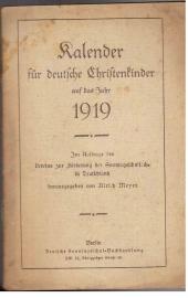 Kalender für deutsche Christenkinder auf das Jahr 1919
