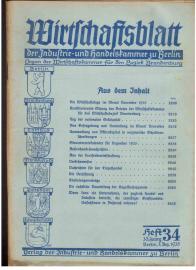 Wirtschaftsblatt der Industrie- und Handelskammer zu Berlin. Organ der Wirtschaftskammer Berlin-Brandenburg. 33. Jahrgang, Heft 34