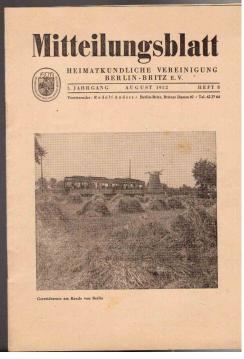 Mitteilungsblatt : Heimatkundliche Vereinigung Berlin-Britz e.V., 3. Jahrgang, August 1952, Heft 8