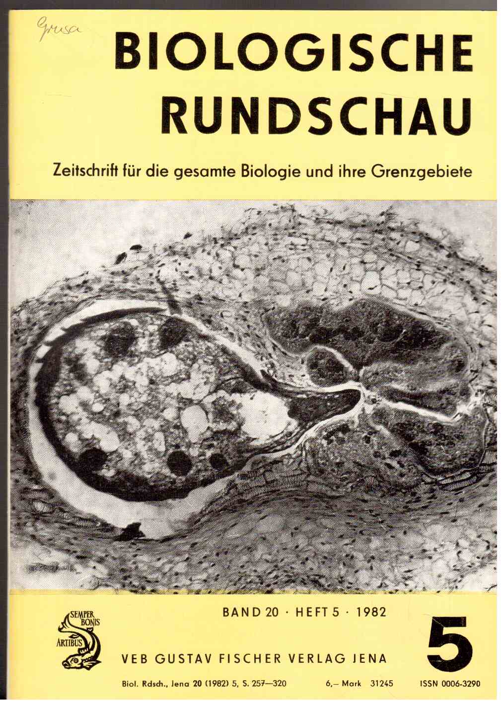 Biologische Rundschau : Zeitschrift für die gesamte Biologie und ihre Grenzgebiete Band 20, Heft 5 (1982)