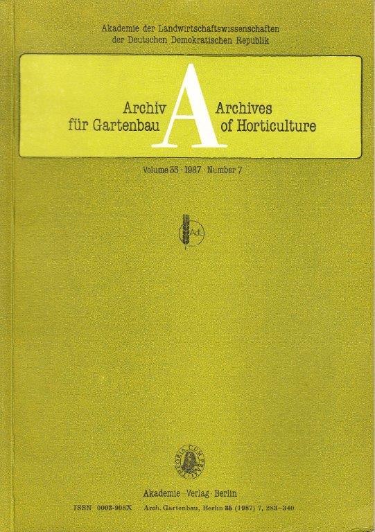 Archiv für Gartenbau - Archives of Horticulture. Vol. 35, 1987, Number 7