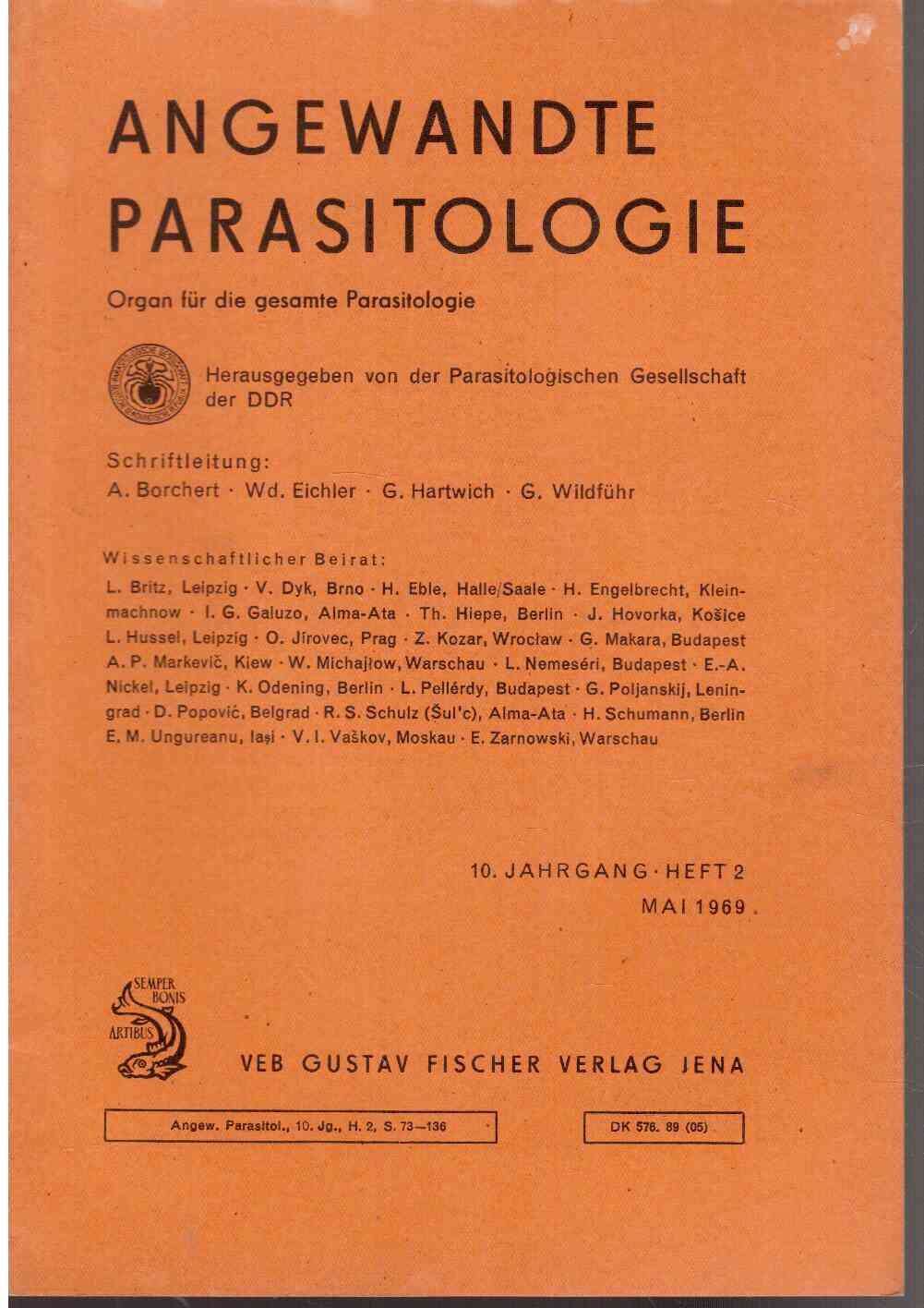 Angewandte Parasitologie : Organ für die gesamte Parasitologie. 10.Jahrgang, Heft 2