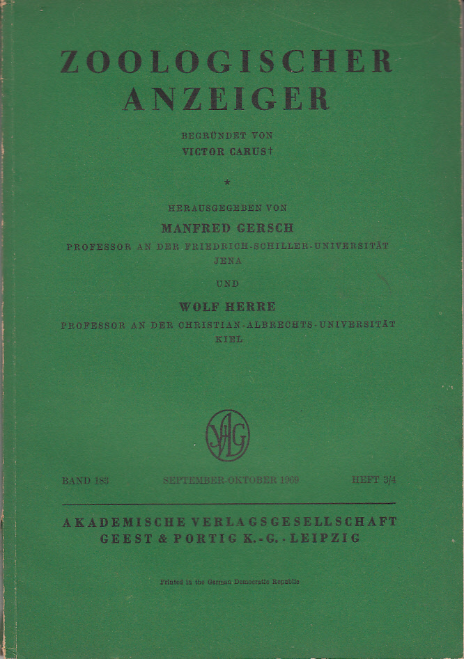 Zoologischer Anzeiger. Band 183, Heft 3/4