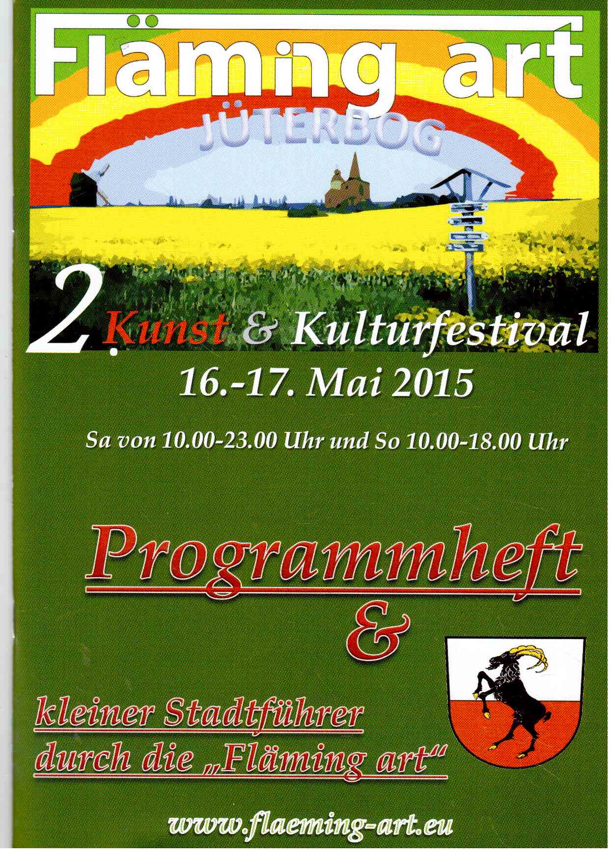 Programmheft & kleiner Stadtführer durch die FLÄMING ART: 2. Kunst- u. Kulturfestival 16.-17. Mai 2015 in Jüterbog