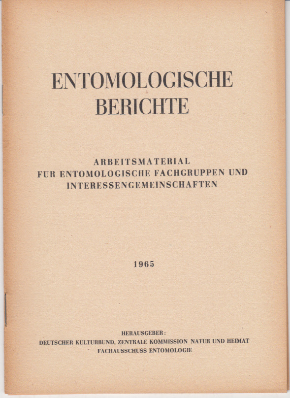 Entomologische Berichte : Arbeitsmaterial für entomologische Fachgruppen und Interessengemeinschaften 2(1965)