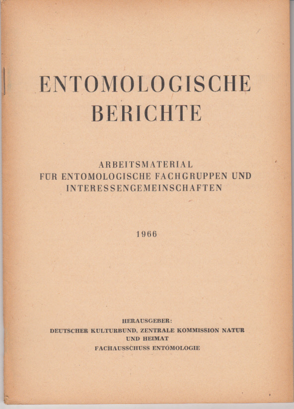 Entomologische Berichte : Arbeitsmaterial für entomologische Fachgruppen und Interessengemeinschaften 1966/II