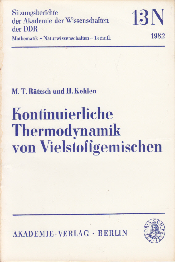 Kontinuierliche Thermodynamik von Vielstoffgemischen