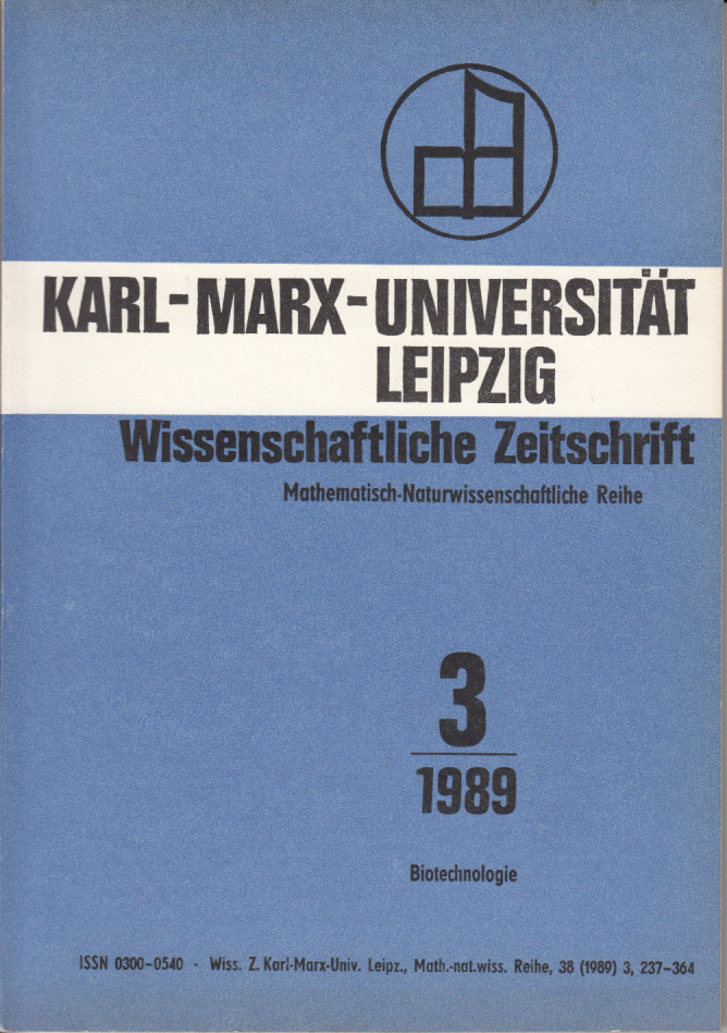 Wissenschaftliche Zeitschrift der Karl-Marx-Universität Leipzig. Mathematisch-Naturwissenschaftliche Reihe 3(1989): Biotechnologie