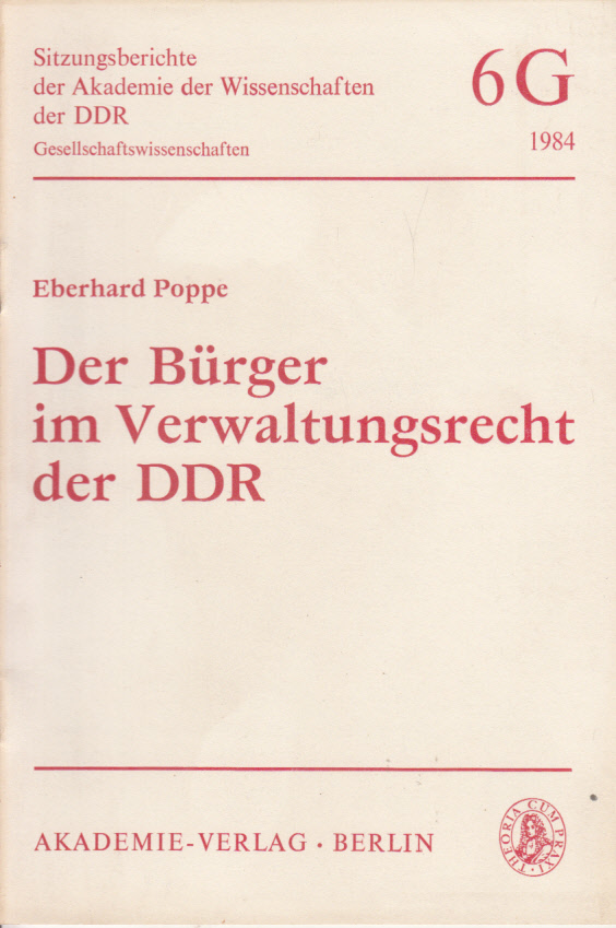 Der Bürger im Verwaltungsrecht der DDR