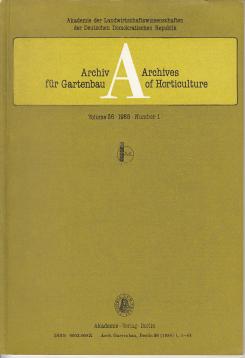 Archiv für Gartenbau - Archives of Horticulture. Vol. 36, 1988, Number 1