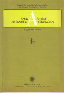 Archiv für Gartenbau - Archives of Horticulture. Vol. 37, 1989, Number 4