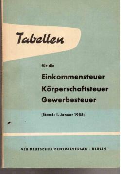 Tabellen für die Einkommensteuer, Körperschaftsteuer, Gewerbesteuer