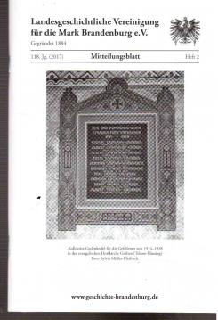 Mitteilungsblatt der Landesgeschichtlichen Vereinigung für die Mark Brandenburg e. V. 118.Jg. (2017) Heft 2