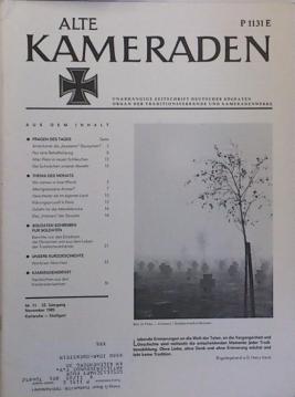 Alte Kameraden. Unabhängige Zeitschrift Deutscher Soldaten. 33. Jhg., Heft 11, 1985