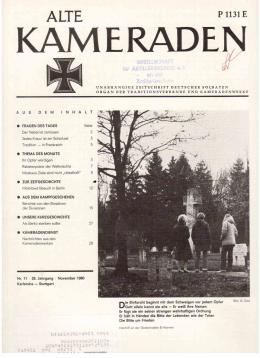 Alte Kameraden. Unabhängige Zeitschrift Deutscher Soldaten. 28. Jhg., Nr. 11, November 1980