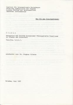 Studie : Konzeption und Politik bourgoiser Führungskräfte Brasiliens zur Frieden und Sicherheit. Plan-Pos. 9.3.4.1.