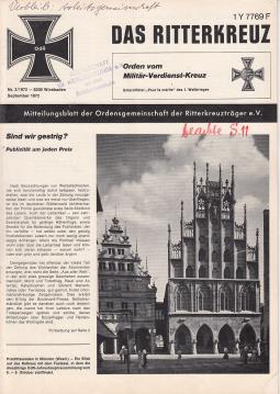 Das Ritterkreuz. Mitteilungsblatt der Ordensgemeinschaft der Ritterkreuzträger e.V. Nr. 3(1972)