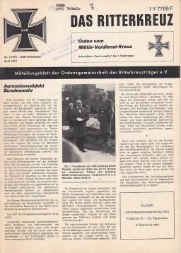 Das Ritterkreuz. Mitteilungsblatt der Ordensgemeinschaft der Ritterkreuzträger e.V. Nr. 1(1973)