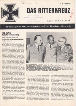 Das Ritterkreuz. Mitteilungsblatt der Ordensgemeinschaft der Ritterkreuzträger e.V. Nr. 2(1971)