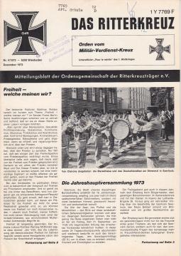 Das Ritterkreuz. Mitteilungsblatt der Ordensgemeinschaft der Ritterkreuzträger e.V. Nr. 4(1973)