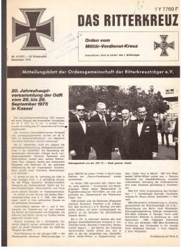 Das Ritterkreuz. Mitteilungsblatt der Ordensgemeinschaft der Ritterkreuzträger e.V. Nr. 4(1975)