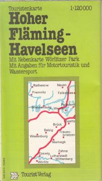 Touristenkarte. Hoher Fläming, Havelseen. 1:120.000. Mit Potsdam, Brandenburg und Nebenkarte Wörlitzer Park
