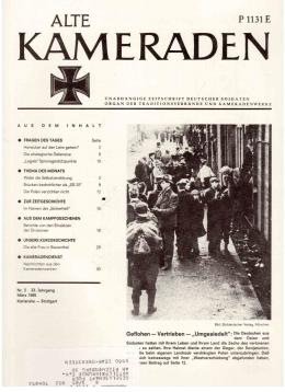 Alte Kameraden. Unabhängige Zeitschrift Deutscher Soldaten. 33. Jhg., Nr. 3, März 1985