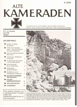 Alte Kameraden. Unabhängige Zeitschrift Deutscher Soldaten. 44. Jhg., Nr. 4 April 1996