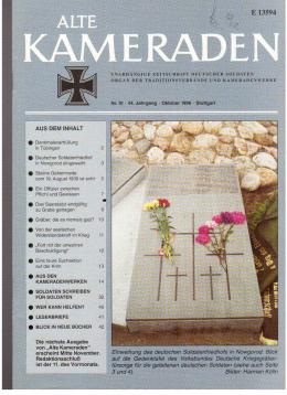 Alte Kameraden. Unabhängige Zeitschrift Deutscher Soldaten. 44. Jhg., Heft 10, 1996