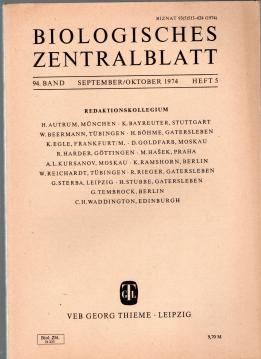Biologisches Zentralblatt, 94. Band (1974), Heft 5, September-Oktober