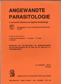 Angewandte Parasitologie : A Journal für General and Applied Parasitology, 30. Jahrgang, Heft 2 Mai 1989