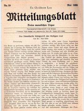 Ex Occidente Lux. Mitteilungsblatt Nr. 59. Freies monatliches Organ