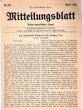 Ex Occidente Lux. Mitteilungsblatt Nr. 58. Freies monatliches Organ