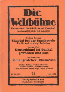 Die Weltbühne. Wochenschrift für Politik, Kunst, Wirtschaft. 87. Jhrg., XLVII, Nr. 42 vom 13. Okt. 1992