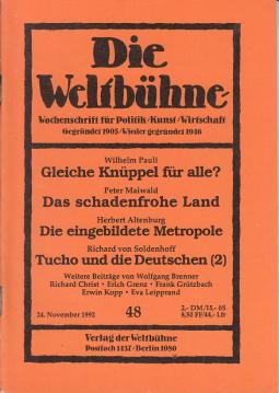 Die Weltbühne. Wochenschrift für Politik, Kunst, Wirtschaft. 87. Jhrg., XLVII, Nr. 48 vom 24. Nov. 1992