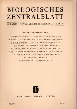 Biologisches Zentralblatt, 91. Band (1972), Heft 6