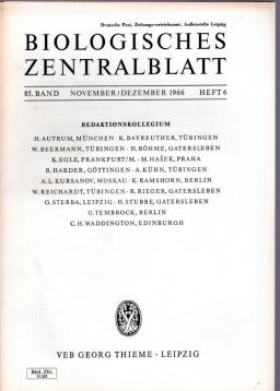 Biologisches Zentralblatt. Band 85, Heft 6 (Nov.-Dez.)