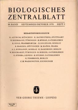 Biologisches Zentralblatt, 89. Band (1970), Heft 5