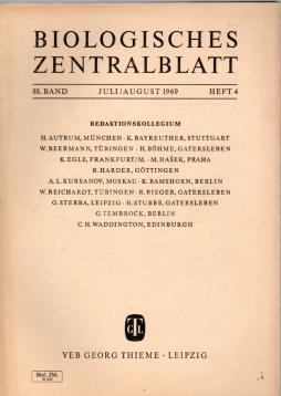 Biologisches Zentralblatt, 88. Band (1969), Heft 4