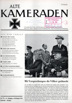 Alte Kameraden. Unabhängige Zeitschrift Deutscher Soldaten. 14. Jhg., Nr. 7/8, Juli-August 1966