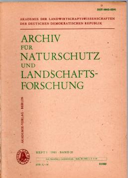 Archiv für Naturschutz und Landschaftsforschung, Band 21, Heft 1(1981)
