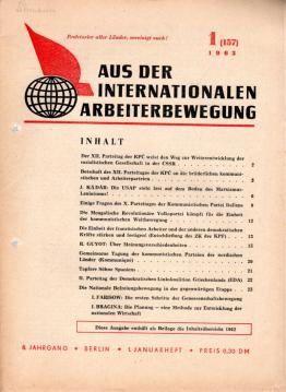 Aus der internationalen Arbeiterbewegung. Jg. 1963