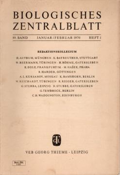 Biologisches Zentralblatt, 89. Band (1970), Heft 1 Jan/Febr.