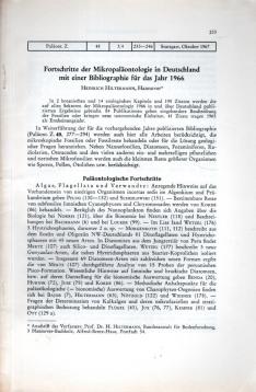 Fortschritte der Mikropaläontologie in Deutschland mit der Bibliographie für das Jahr 1966