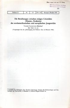 Die Beziehungen zwischen einigen Cricetiden (Mamm., Rodentia) des nordamerikanischen und europäischen Jungtertiärs