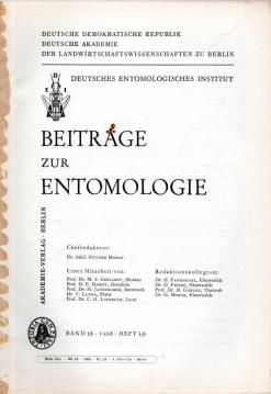 Beiträge zur Entomologie. Band 18, 1968 Heft 5/6