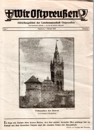 WIR OSTPREUSSEN. Mitteilungsblatt der Landsmannschaft Ostpreußen , 1. Jg., Folge 1, Febr. 1949