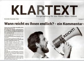 Klartext . Bürgerzeitung für das Rhein-Main-Gebiet Ausg. 4 Nov/Dez. 2022