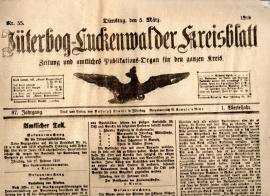 Jüterbog-Luckenwalder Kreisblatt. Zeitung und amtliches Publikations-Organ für den ganzen Kreis. 87. Jhg., Nr. 55 vom 5. März 1919