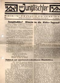 Der Jungtischler. Blätter für die Jugend, die vorwärts will. Nr. 1 vom 11. Jan. 1934